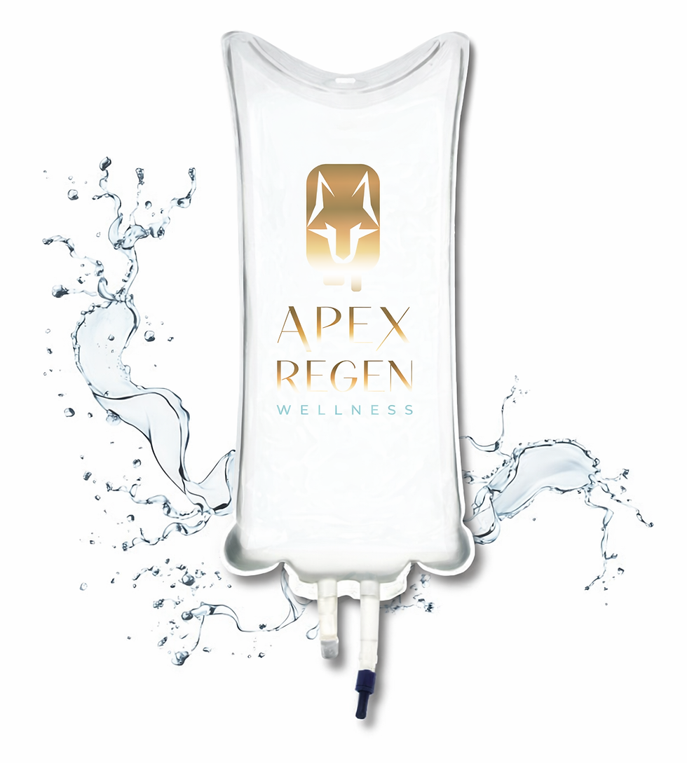 IV Fluid bag with Apex Regen Wellness Logo