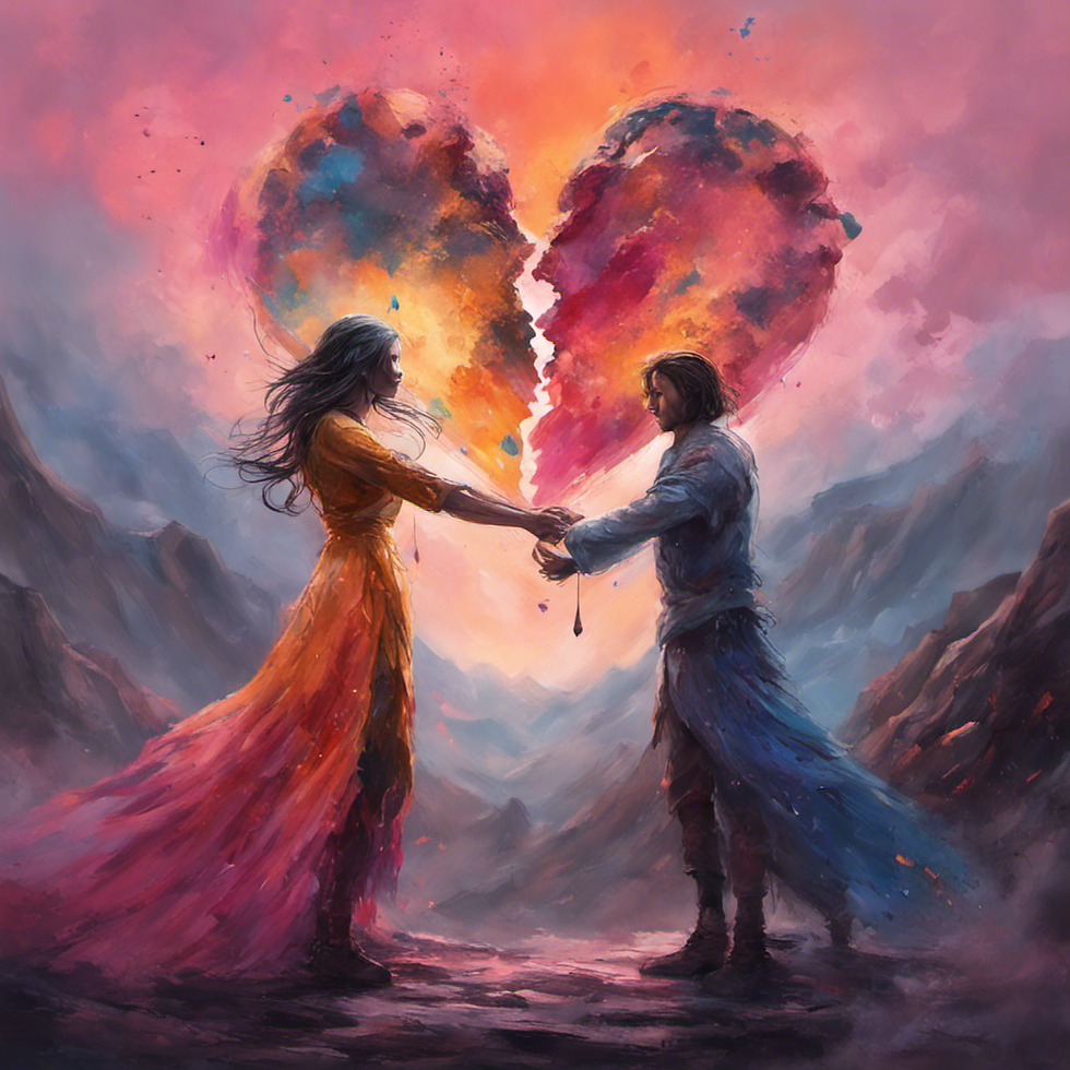 Adversity in love. Brokenness, misunderstanding, prevailing love, broken heart falling apart but held together with commitment and love and tenacity.