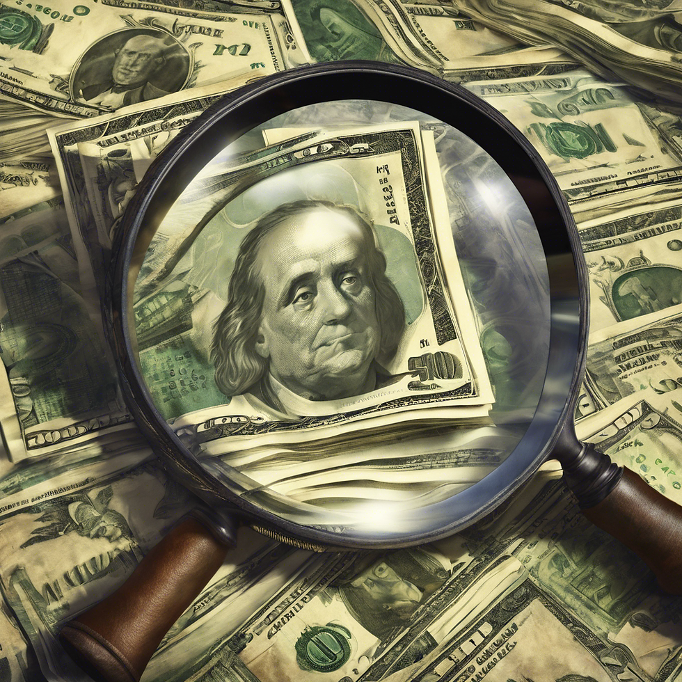 Money under a magnifying glass