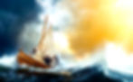 Jesus commands the winds and storms to be still! Its a boat on the ocean struggling through a storm.