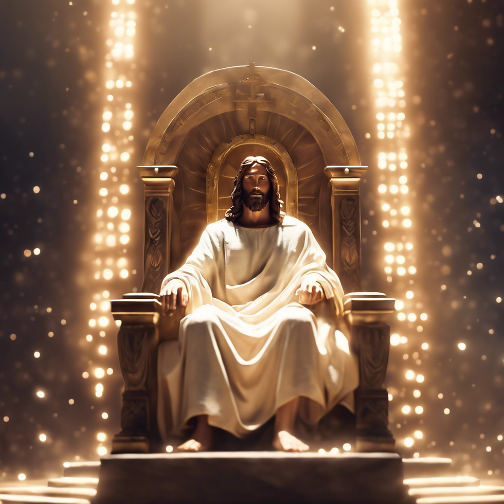 Jesus sitting on His throne at the Right Hand of God.