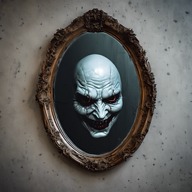 An evil reflection in a mirror