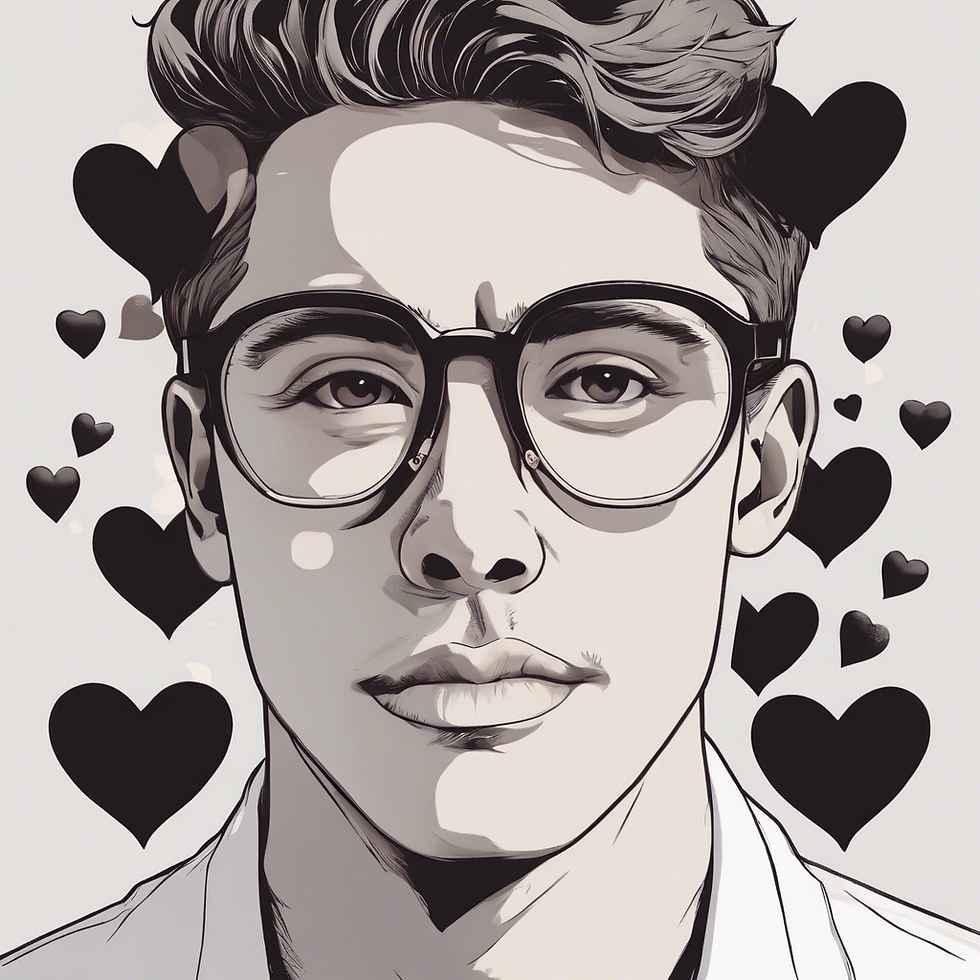 Man with glasses viewing life with love