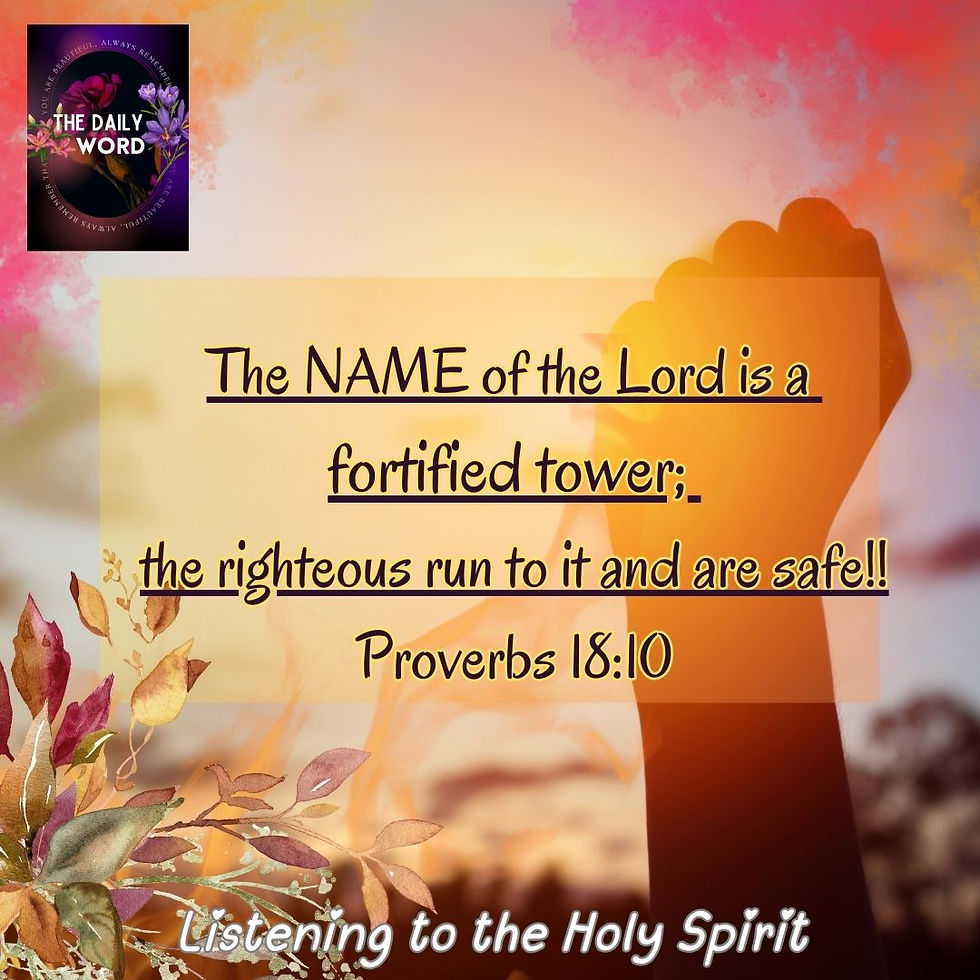 The NAME of the Lord is a fortified tower; the righteous run to it and are safe!! Proverbs 18:10