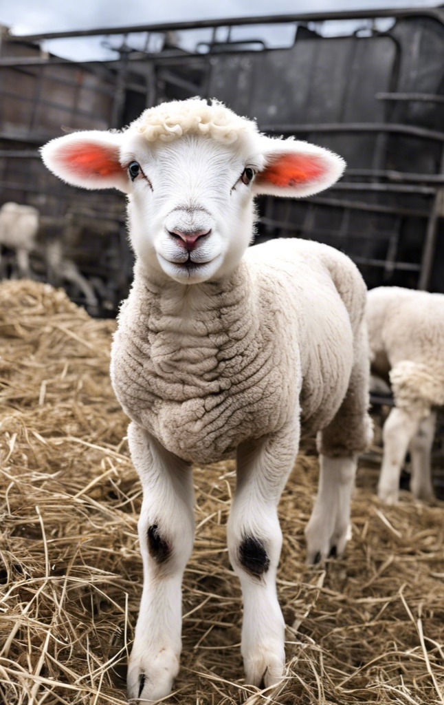 Gentle lamb headed to slaughter