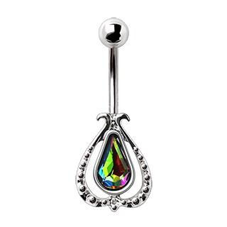 316L Stainless Steel Teardrop Vitrail Navel Ring