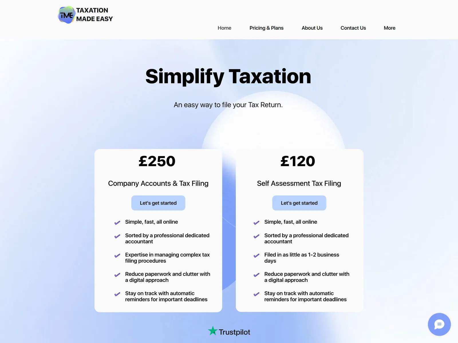 The old homepage opened with two prices before saying who the firm is or what it does.
