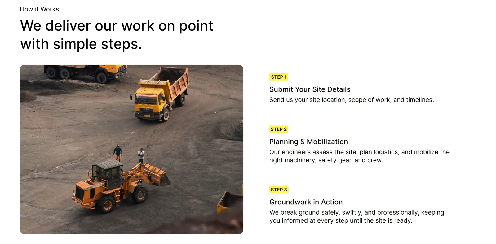 Mahi Enterprises: A three-step process shows clients what happens after they get in touch.
