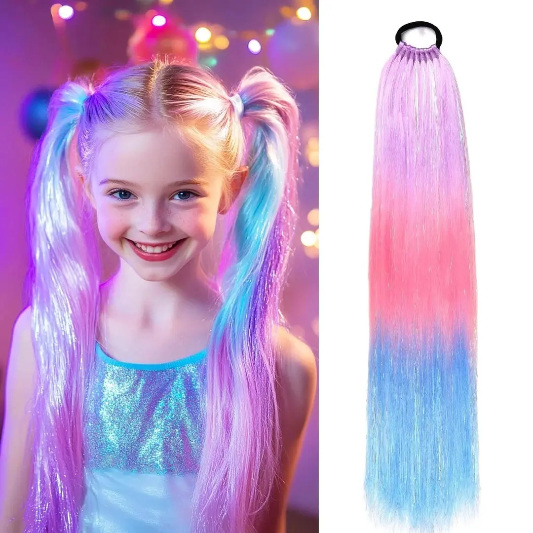 Mermaid Ponytail Extension 24 Colorful Jumbo Braid Hair 2pcs for Girls Women