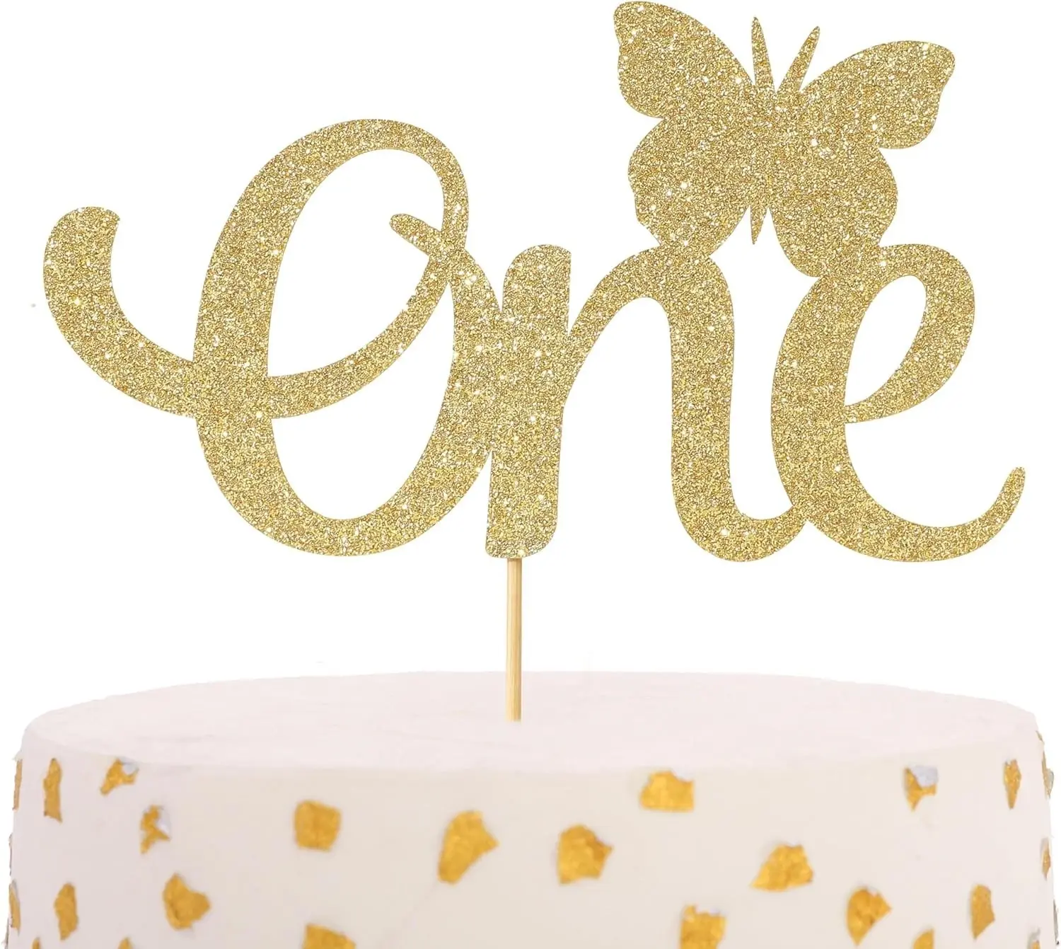 Gold Butterfly "One" Cake Topper 1st Birthday Party Decoration