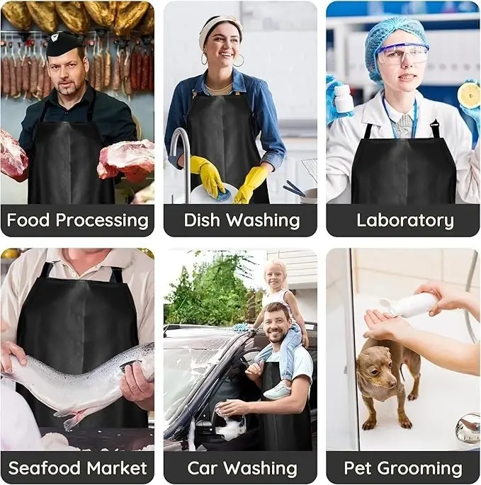 Thumbnail: 2PCS Plus Size Chef Aprons – Unisex Cooking Work Aprons with 2 Handy Pockets