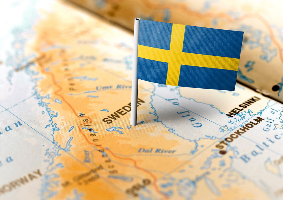 Ruotsin lippu kartalla