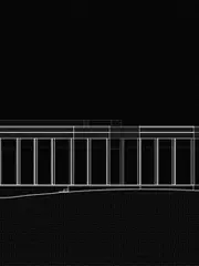 SONO住宅木柱列与玻璃界面北立面图
North elevation of SONO House with timber colonnade and glazing