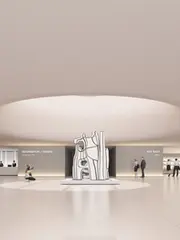 首尔韩华蓬皮杜中心室内图片:首层中央大厅围绕圆形采光开口展开,柔和日光把入口、艺术品与上层视线组织在一起。
Centre Pompidou Hanwha Seoul interior: The ground-floor central hall gathers around a circular lightwell, bringing entrance, artwork and upper-level views into one daylit space.