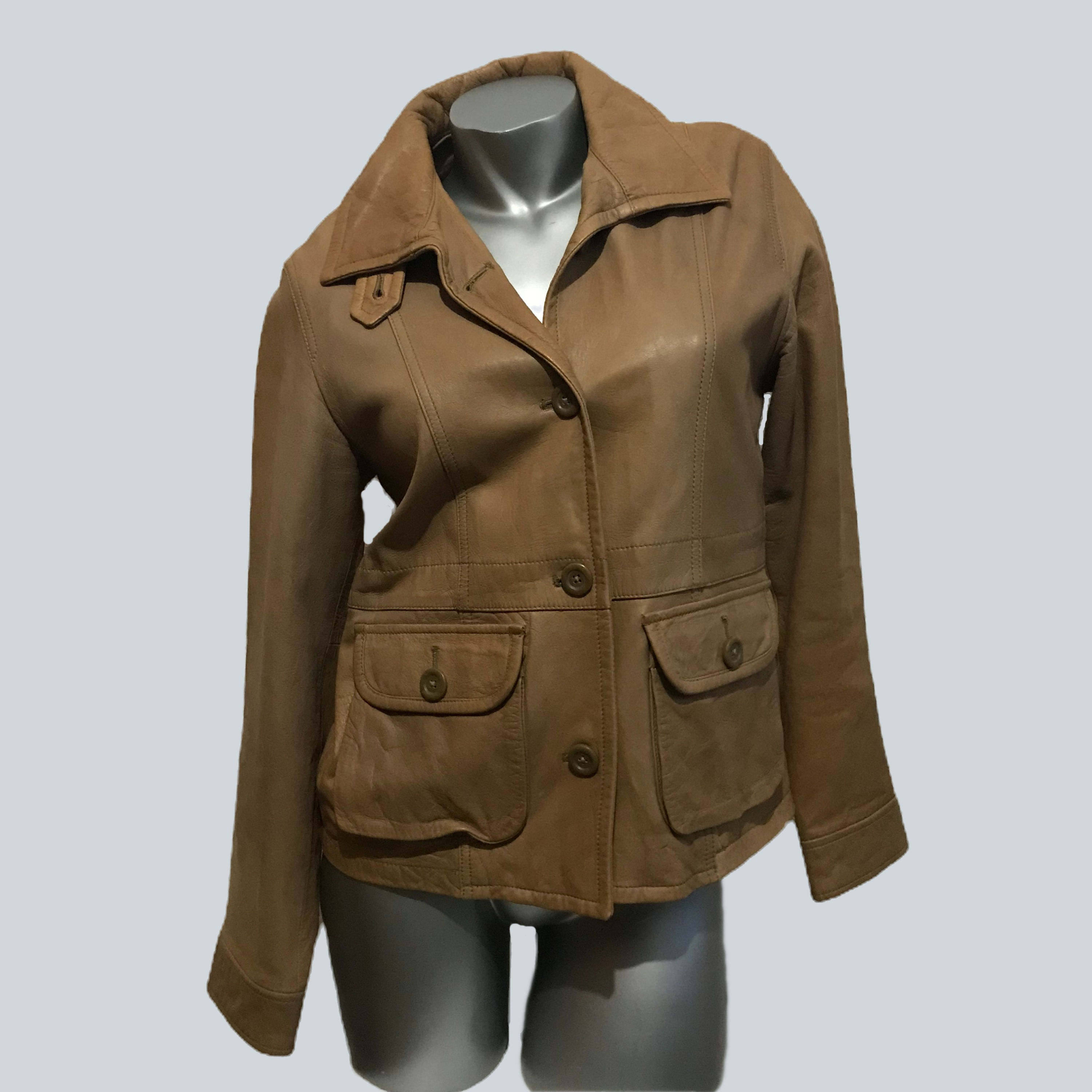 Women's Brown Leather Utility Style Jacket main