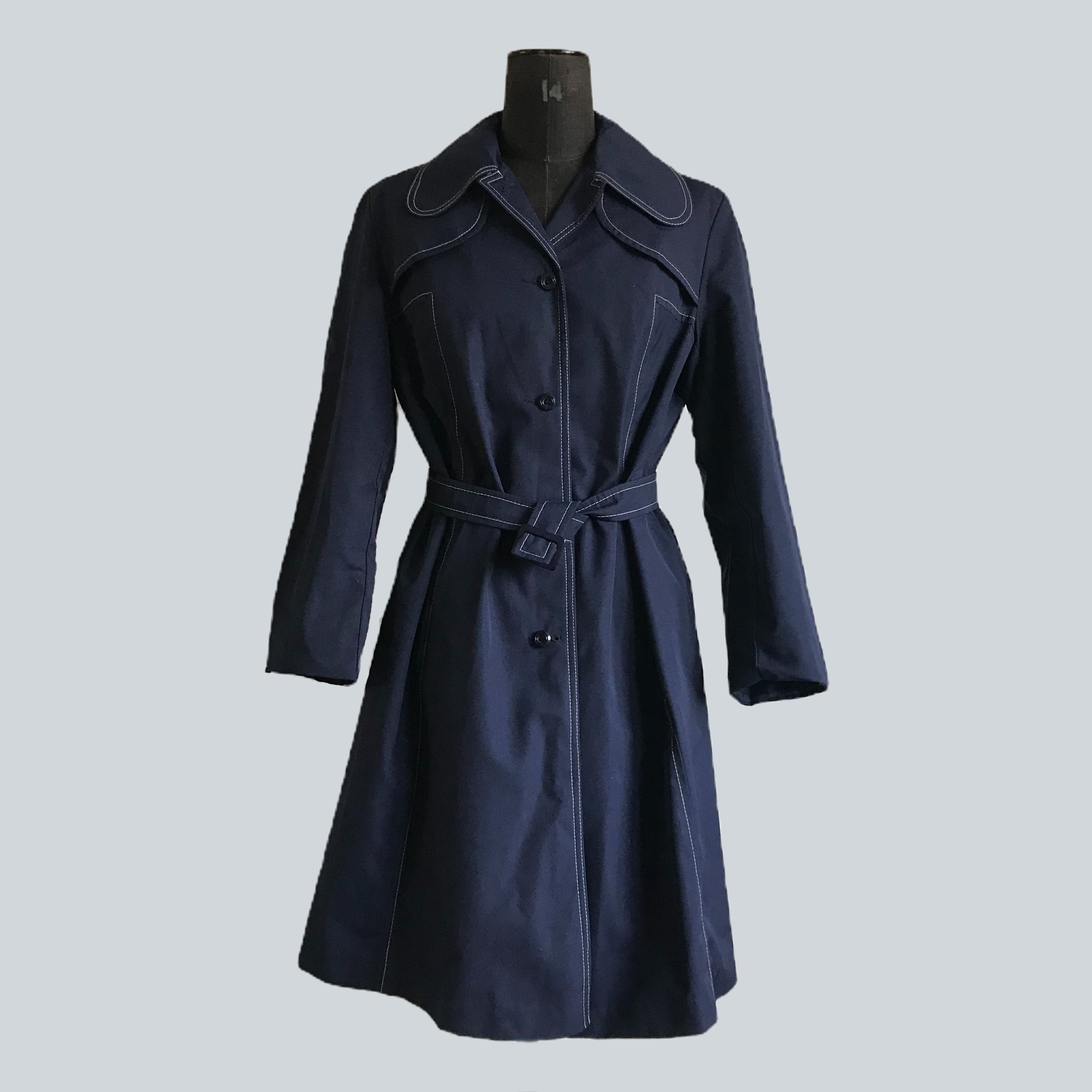 Women's Vintage Navy Trench Coat