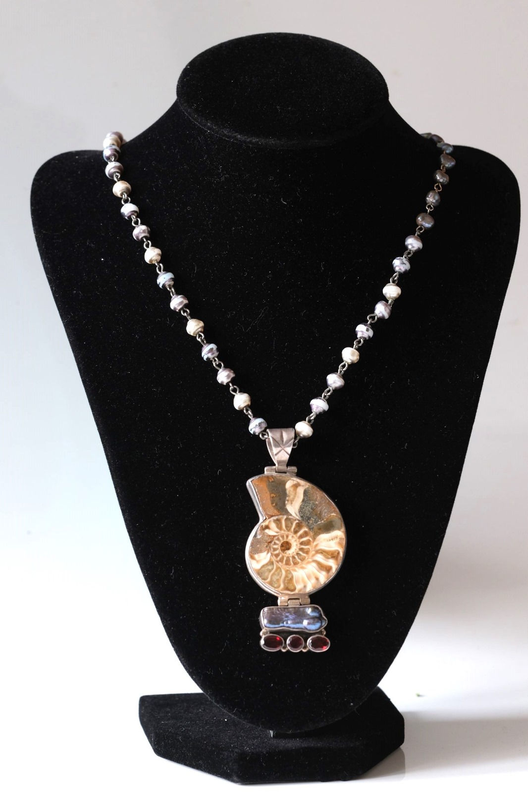 Silver 925 Fossil Gem Stone Necklace