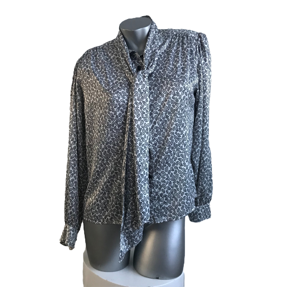 Vintage women's Windsmoor paisley print ascot shirt