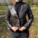 Dark Brown Leather Double-Breasted Jacket – Size S front closed