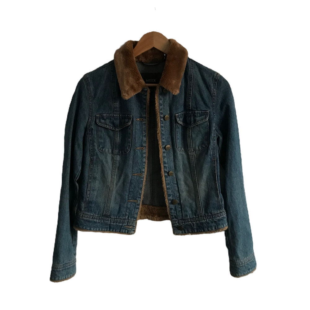 Mexx Woman's Fur Collar Jean Jacket Size 101