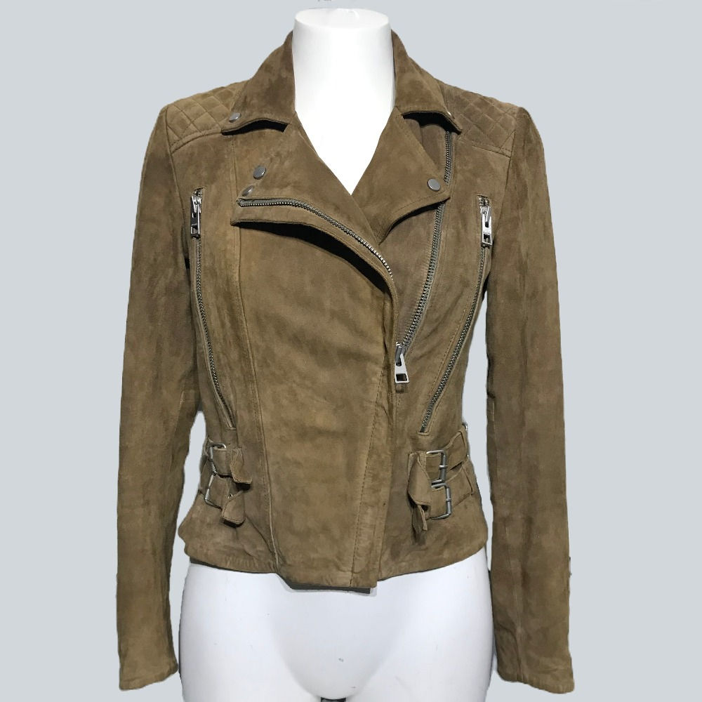 Allsaints Women's Beige Biker Leather Jacket