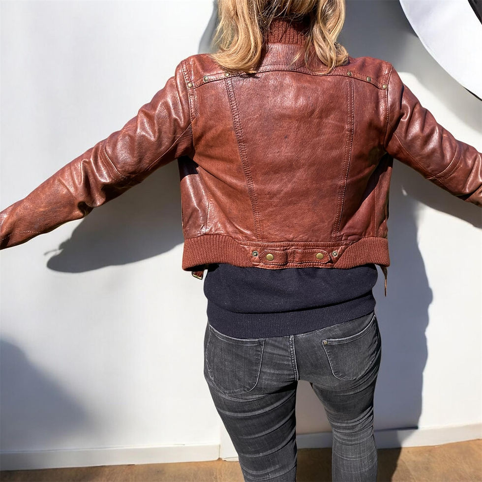Thumbnail: Women’s Dark Brown Leather Biker Jacket back