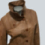 Women's Brown Single Breasted Leather Coat close up