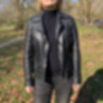 Women’s Black Leather Biker Jacket Size - M front opened