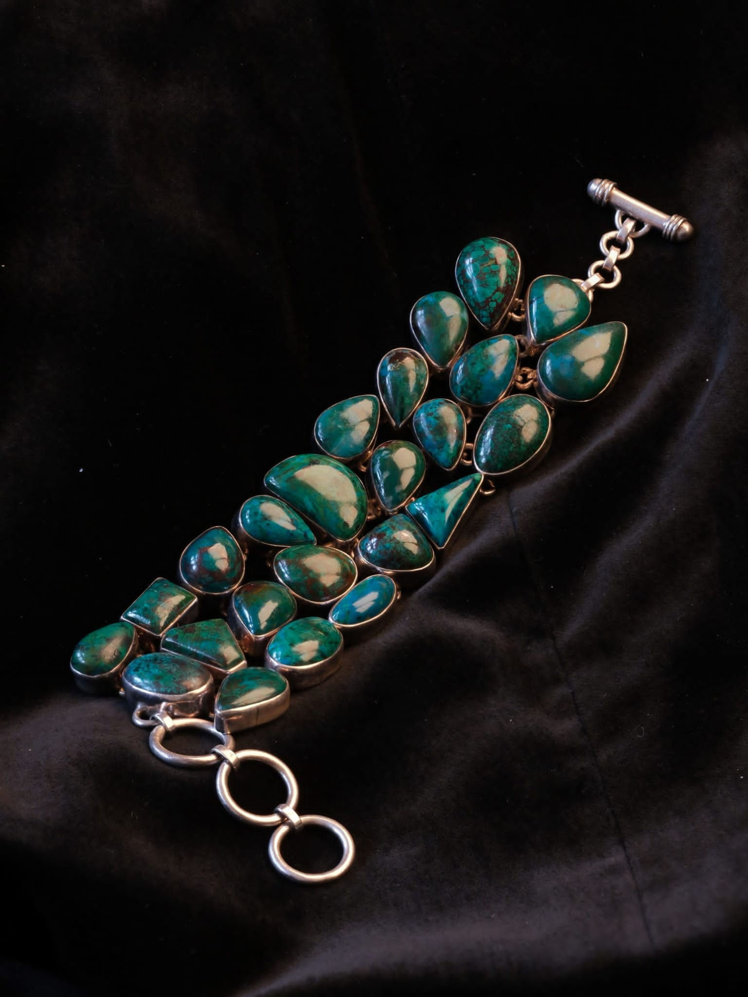 Silver 925 Green Chrysocolla Stoned Bracelet