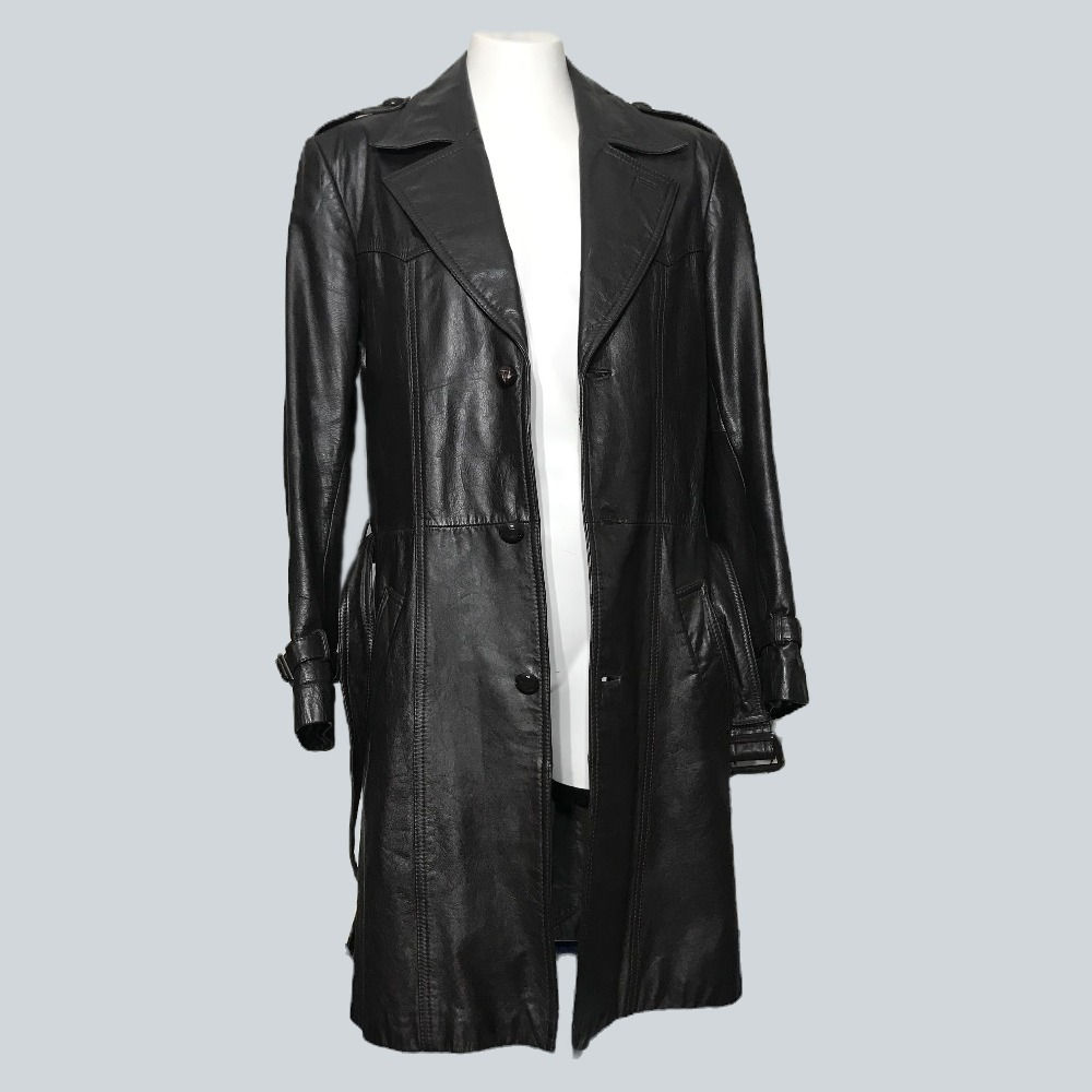 Men's Dark Brown Long Leather Jacket