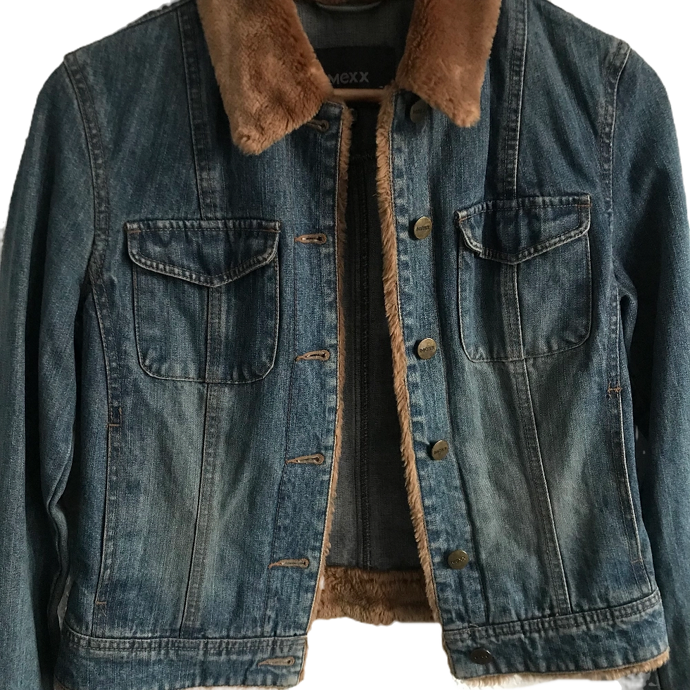 Thumbnail: Mexx Woman's Fur Collar Jean Jacket Size 103