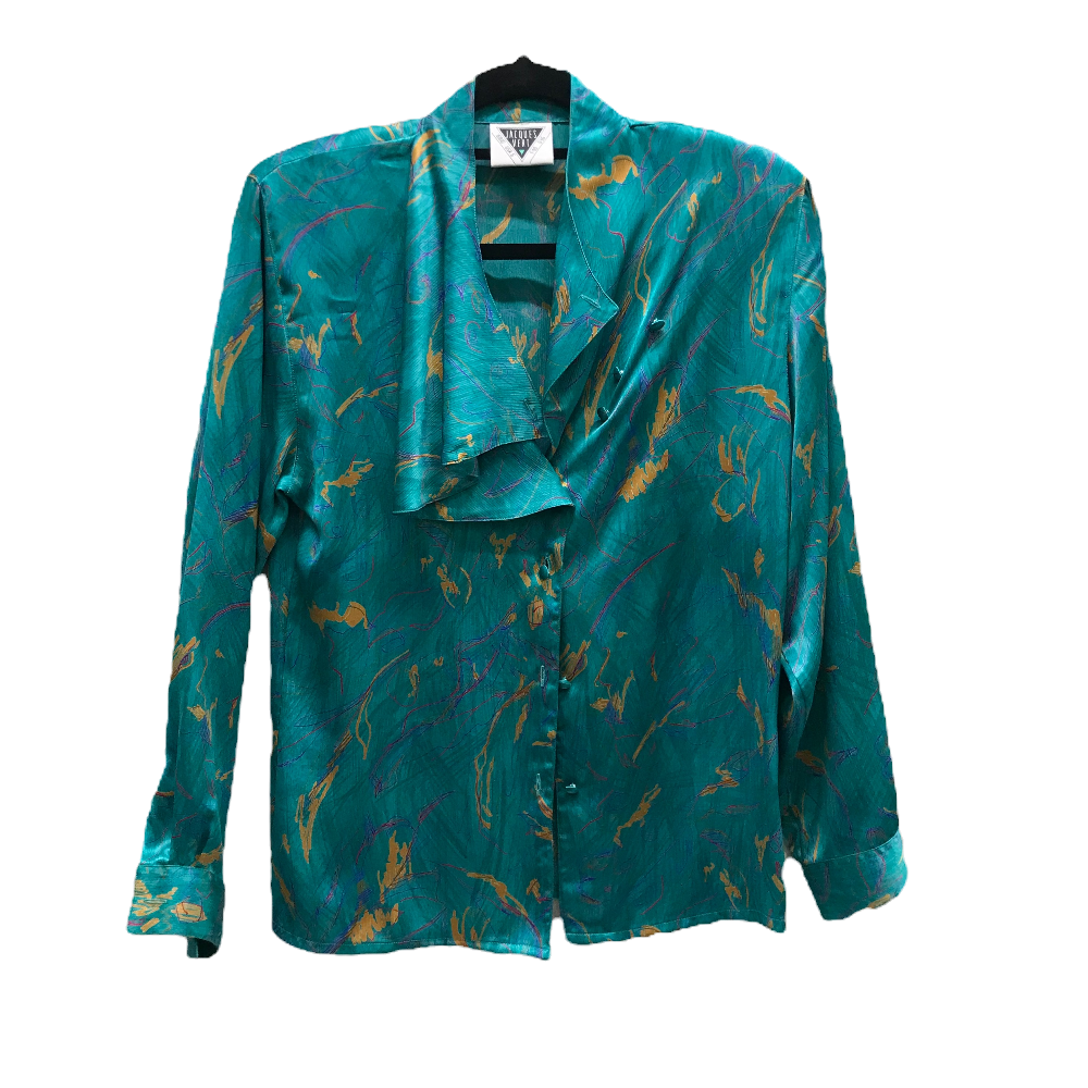 Vintage women's Jacques Vert silk look green shirt