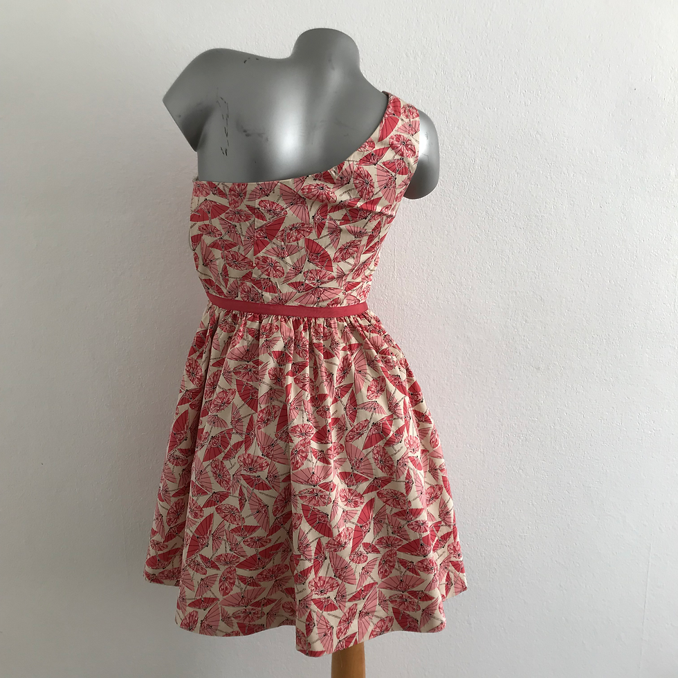 Thumbnail: Asymmetrical One-Shoulder Fit-N-Flare Dress 2