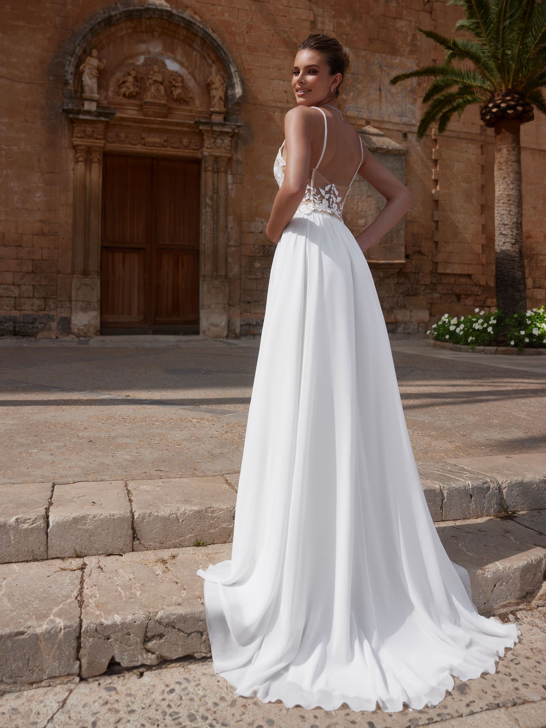 KALI- Braut Rock aus Chiffon mit Schleppe