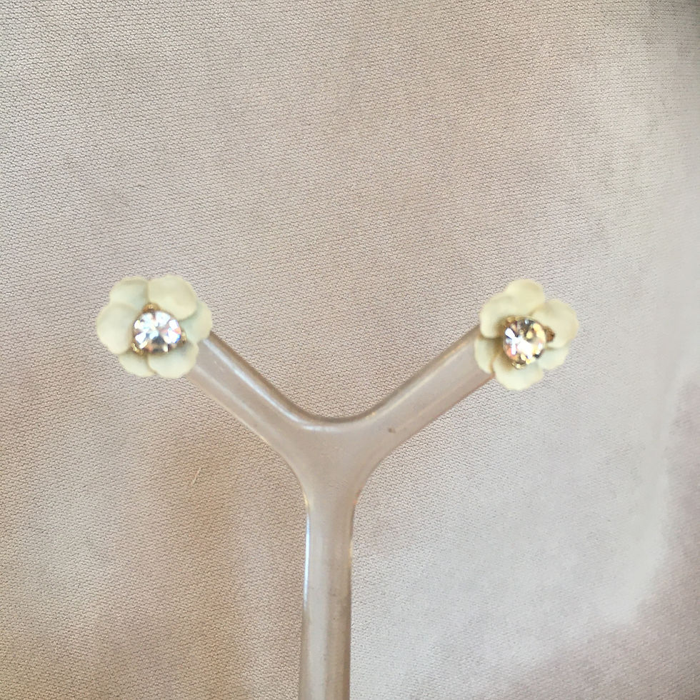 Miniaturbild: kleine Blumen Ohrstecker ivory mit Strassstein