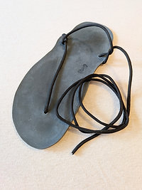 Geniale Sandale Bio-Leder Coal + Schnur (Schwarz)