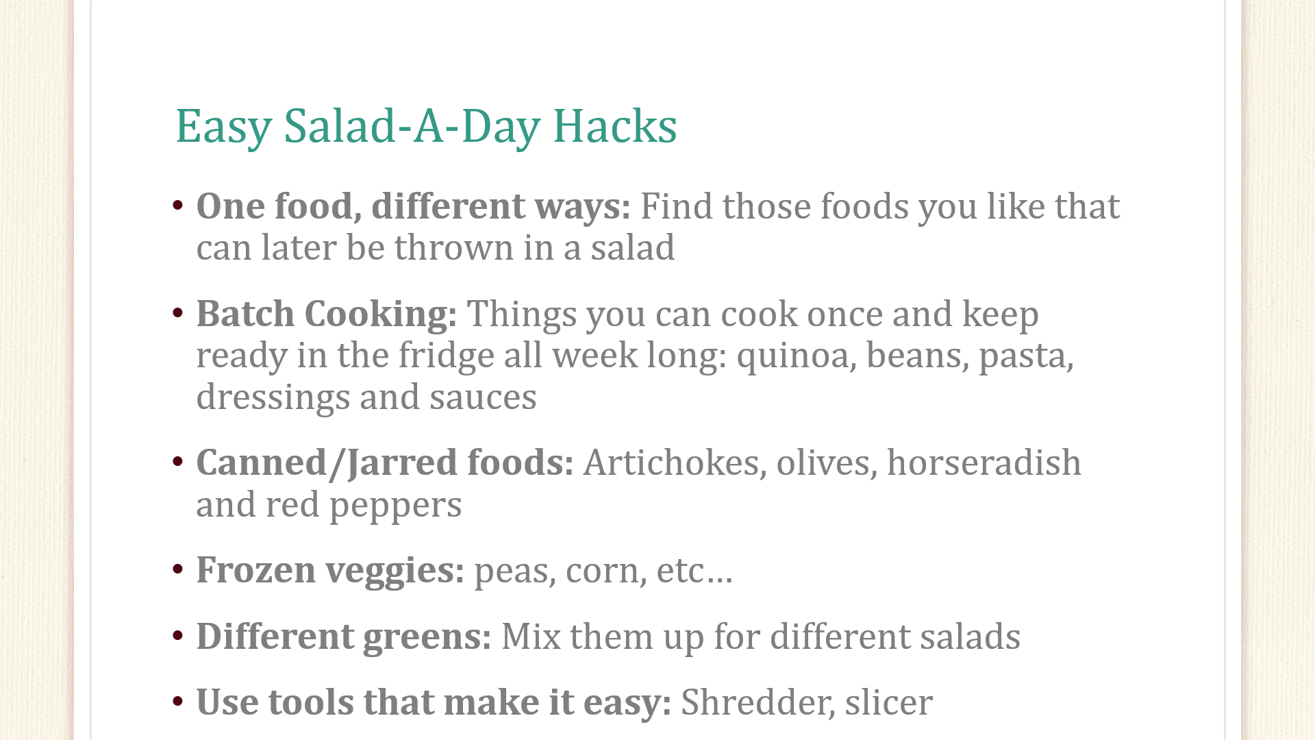 Salad hacks