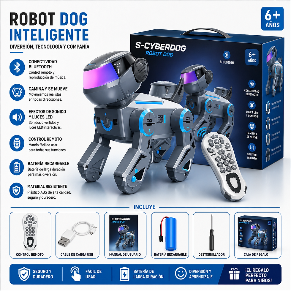 Miniatura: Robot Perro Rc Recargable Con Luces Y Bluetooth Agregar a favoritos