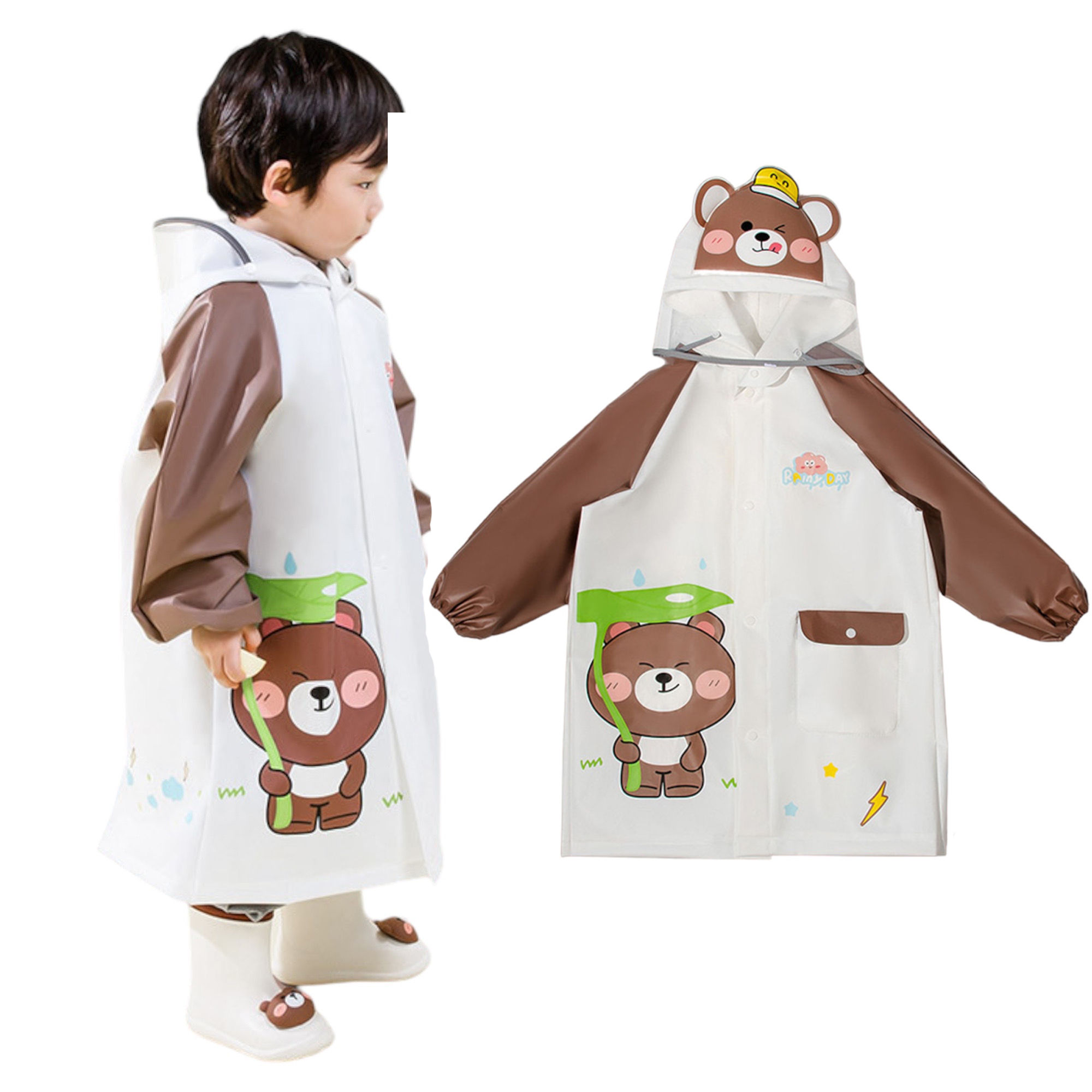 Capa De Lluvia Para Niños Con Visera Y Expansor Para Morral