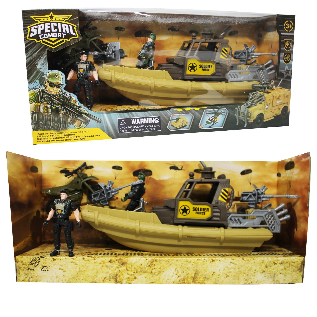 Soldados Militares Con Lancha Combate Especial