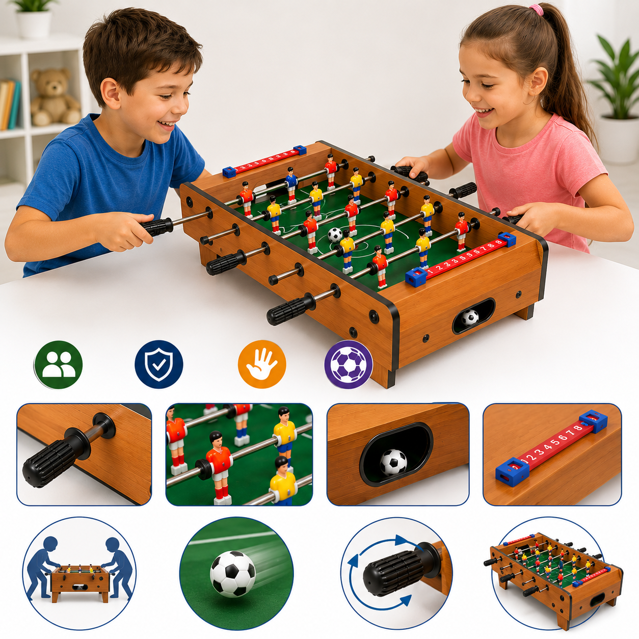 Mesa De Futbolín Infantil Portátil Con Marcador Manual