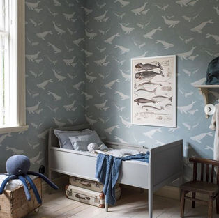 Papel azul grisáceo ballenas_ hab. infantil