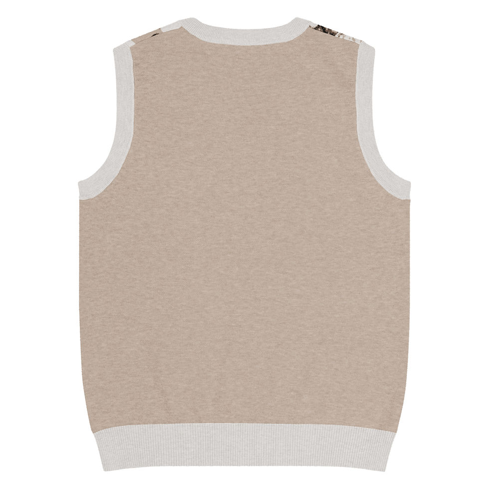 Thumbnail: Beige Knit V-neck vest, back view
