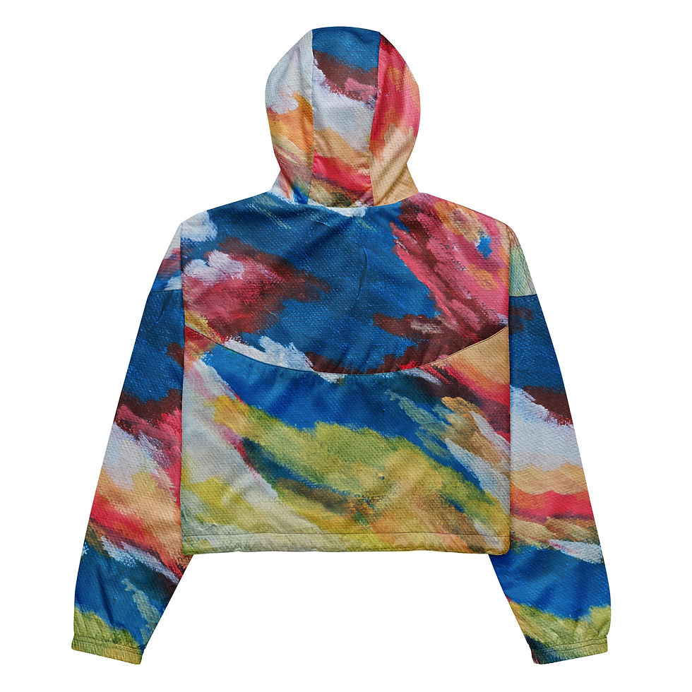 Thumbnail: Colorful abstract print women's cropped hoodie