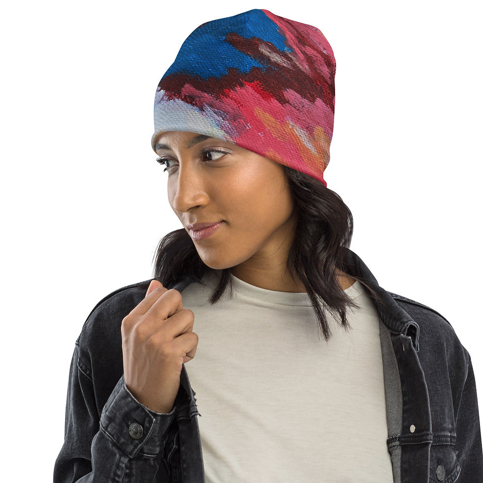 Thumbnail: Woman in abstract art beanie