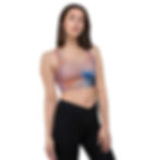 Woman wearing abstract sports bra
