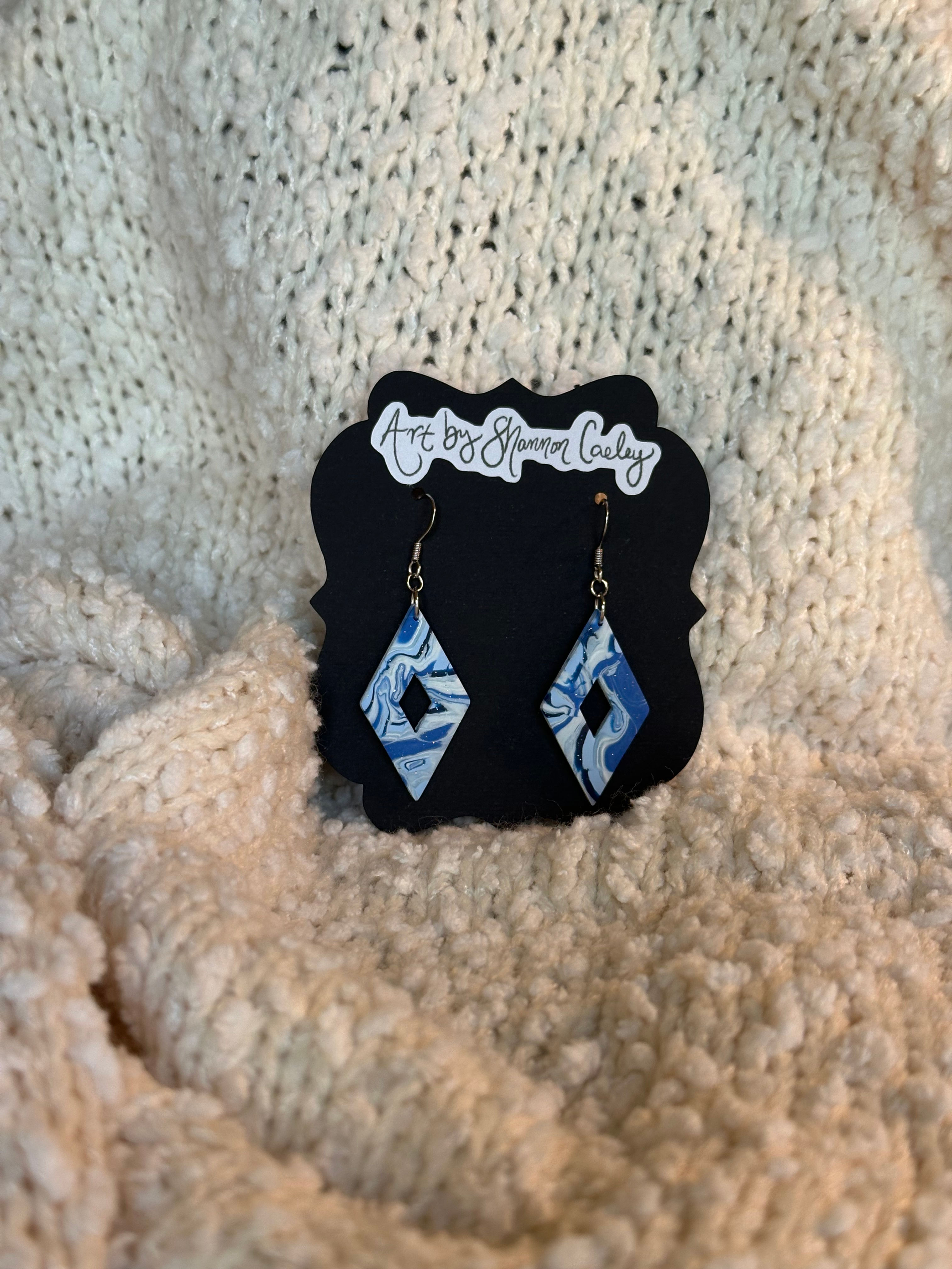 Blue Mokume Gane Earrings