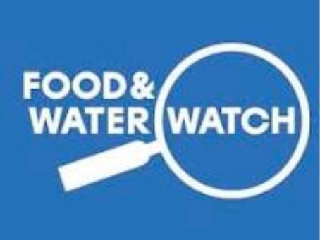 Food & Water Watch logo with magnifying glass over "watch".