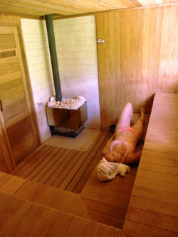 sauna seca com chaminé reta