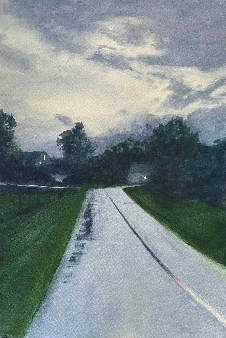 Ellen Hopkins Fountain - Night Walk 17x14